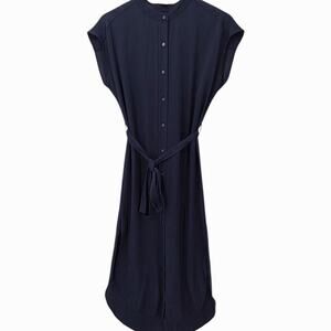 New!Quince Luxury Washable Silk Shirt Long Sleeve Dress Black Sz XS  #40